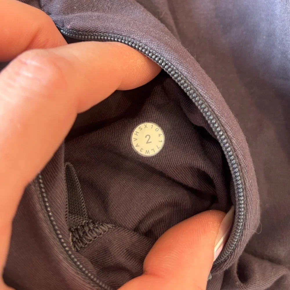 Lululemon Twisted & Tucked Hoodie Size 2 Gray Purple Modal Pullover Zip Pockets